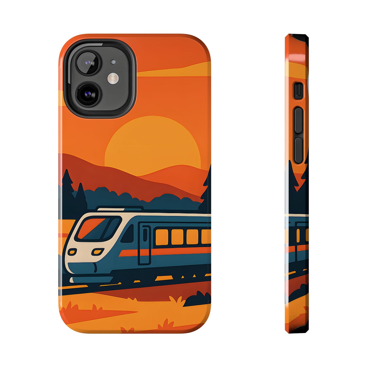 Golden Hour Express Tough Case - Minimalist Sunset Train Aesthetic Cover