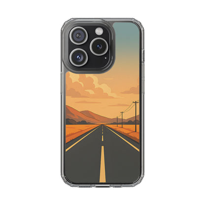 Clear Open Road Sunset Case - Minimalist Journey Aesthetic Transparent Cover
