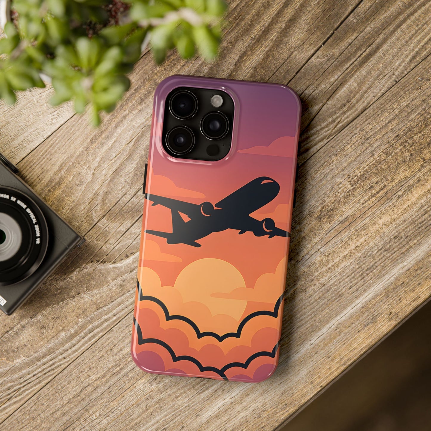 Sunset Flight Tough Case - Minimalist Aviation Aesthetic Travel Cover