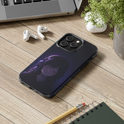 Midnight Lofi Anime Girl Tough Case - Deep Purple Music Cover for iPhone & Samsung