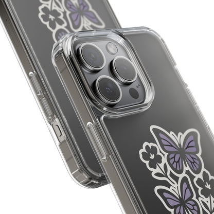 Clear Lavender Butterfly Case - Floral Botanical Transparent Cover for iPhone & Samsung