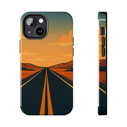 Endless Highway Tough Case - Minimalist Sunset Road Trip Aesthetic Cover