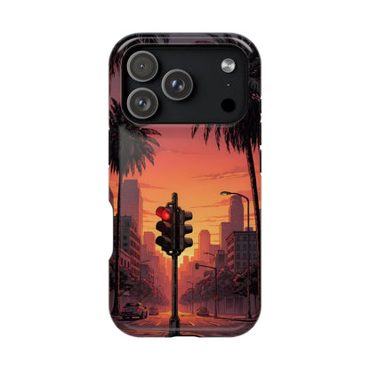 Lofi City Sunset: Aesthetic Urban Palm Tree MagSafe Case