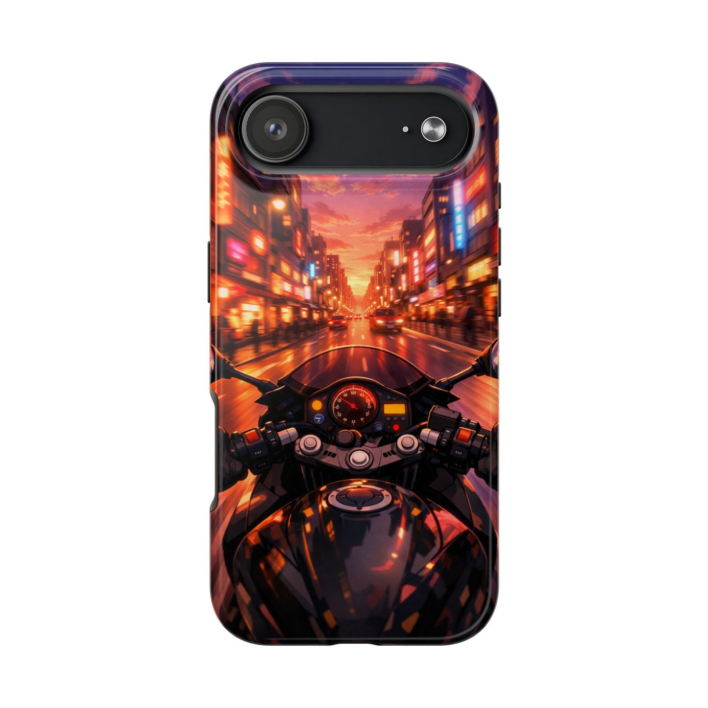 Motorcycle City POV Tough Case - Urban Sunset Rider Cover for iPhone & Samsung