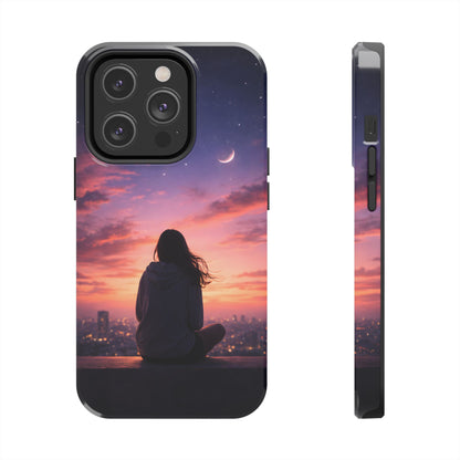 Dreamy Rooftop Sunset Tough Case - Lo-Fi Cityscape Cover for iPhone & Samsung