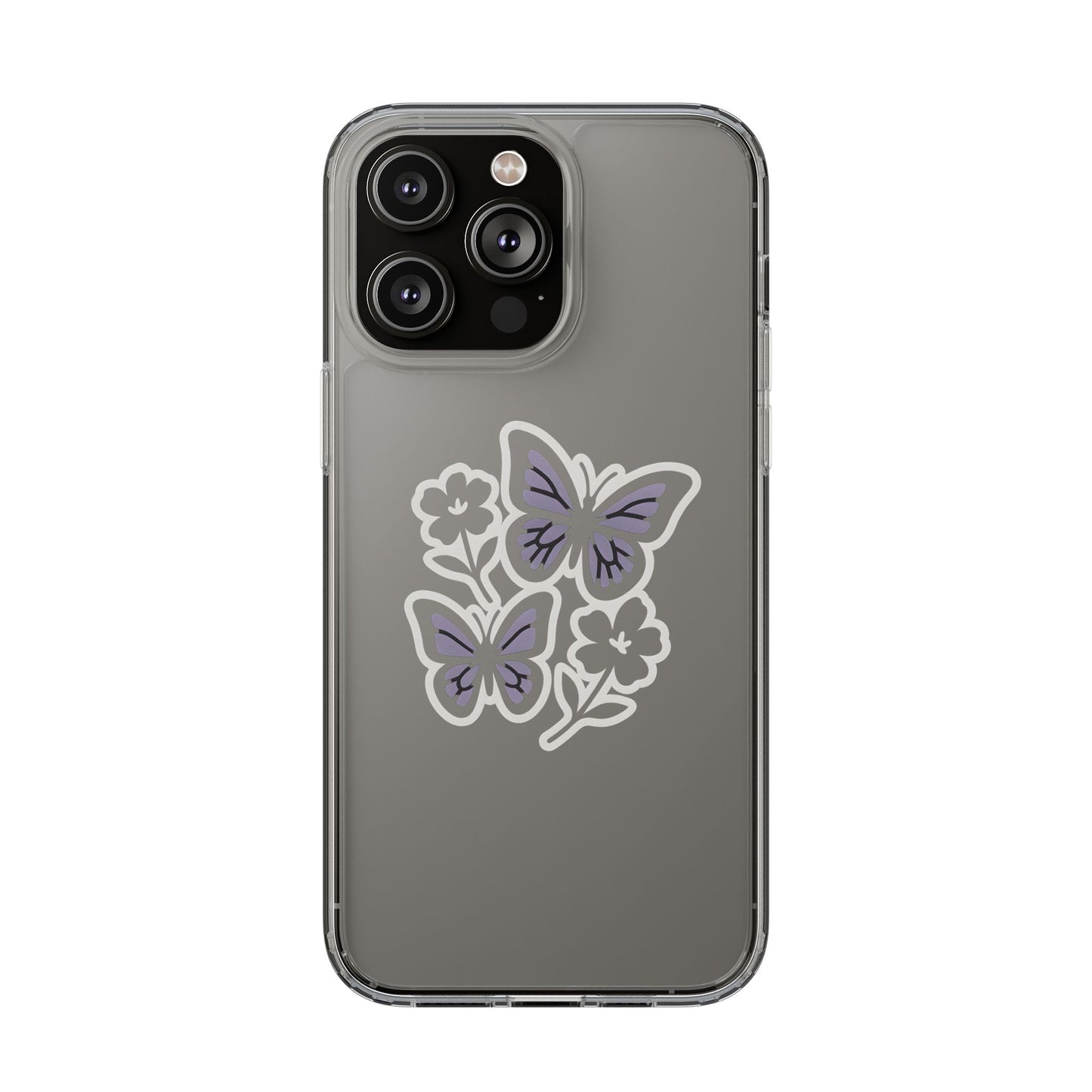 Clear Lavender Butterfly Case - Floral Botanical Transparent Cover for iPhone & Samsung