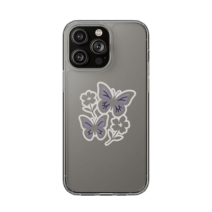 Clear Lavender Butterfly Case - Floral Botanical Transparent Cover for iPhone & Samsung