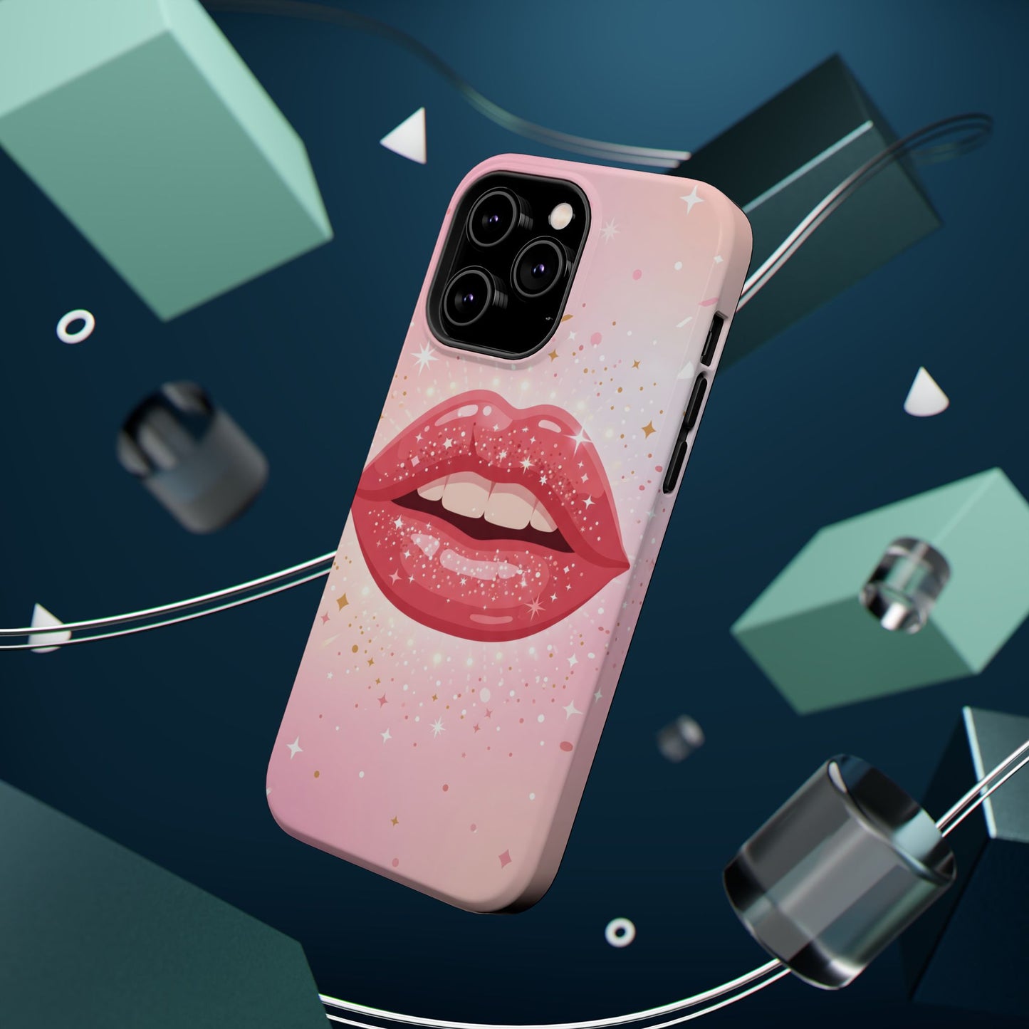 Glamorous Pink Glitter Lip Magnetic Impact Case