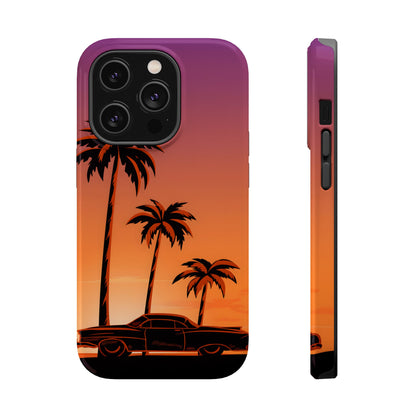 Retro Coastline: Vintage Car & Palm Sunset MagSafe Case