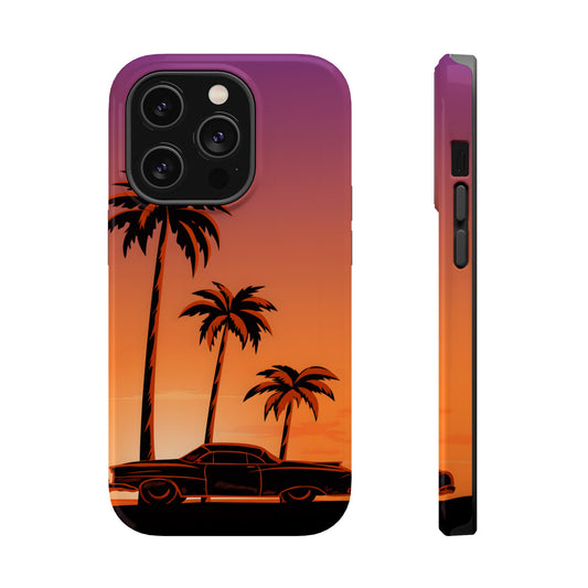Retro Coastline: Vintage Car & Palm Sunset MagSafe Case
