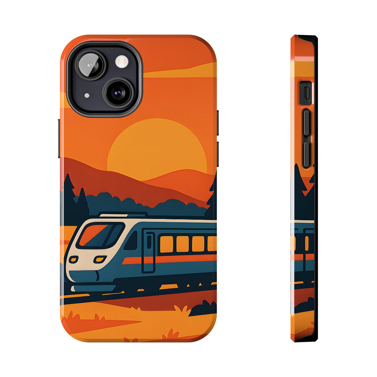 Golden Hour Express Tough Case - Minimalist Sunset Train Aesthetic Cover