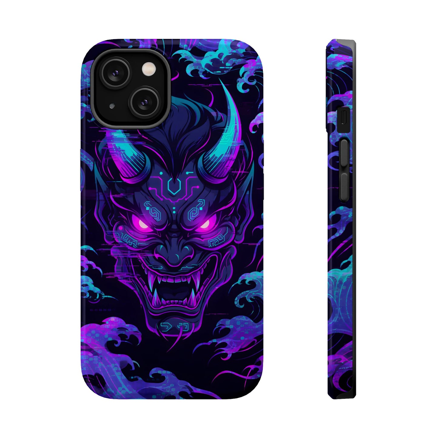 Cyber Oni: Neon Cyberpunk Japanese Mask MagSafe Case