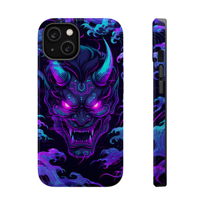 Cyber Oni: Neon Cyberpunk Japanese Mask MagSafe Case