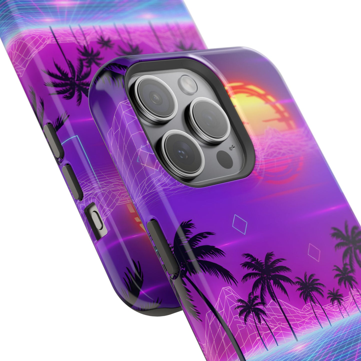 Neon Horizon: Premium Synthwave Sunset MagSafe Case