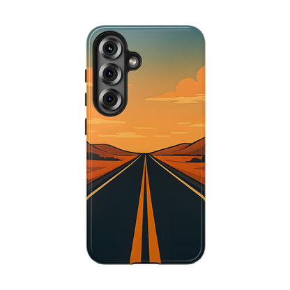 Endless Highway Tough Case - Minimalist Sunset Road Trip Aesthetic Cover