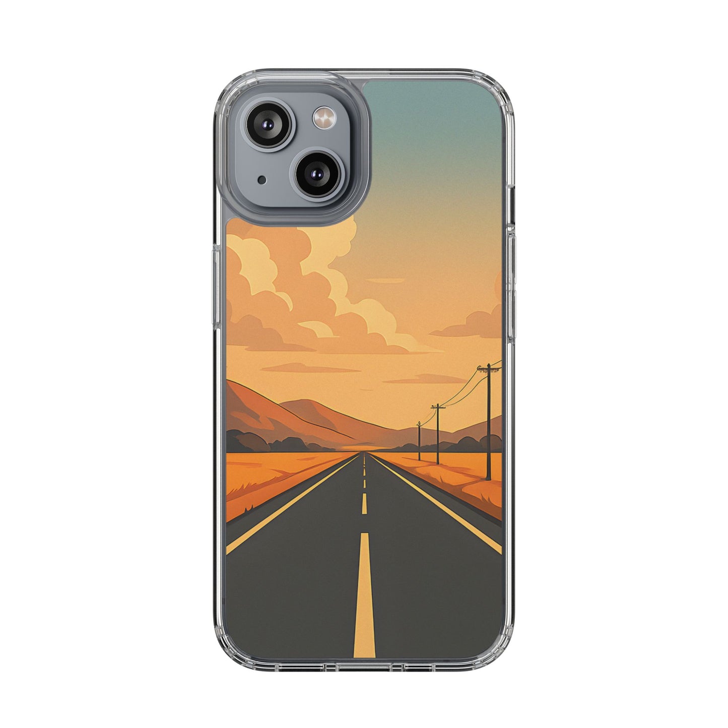 Clear Open Road Sunset Case - Minimalist Journey Aesthetic Transparent Cover