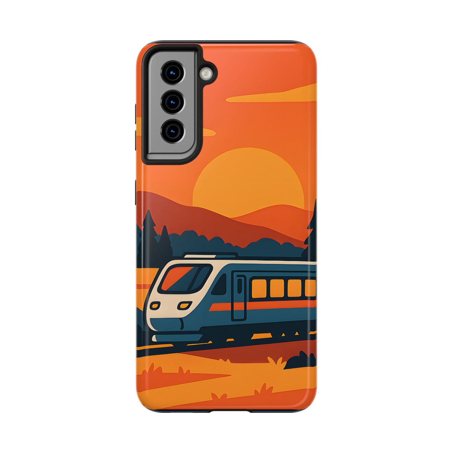 Golden Hour Express Tough Case - Minimalist Sunset Train Aesthetic Cover