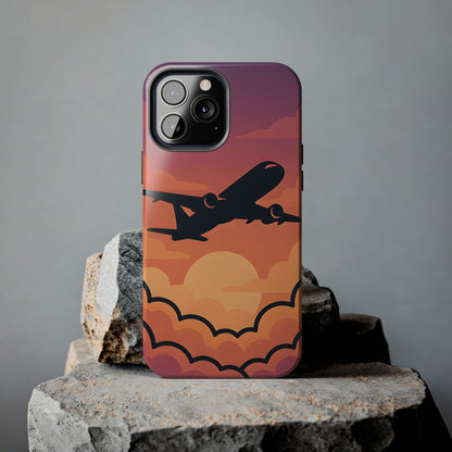 Sunset Flight Tough Case - Minimalist Aviation Aesthetic Travel Cover