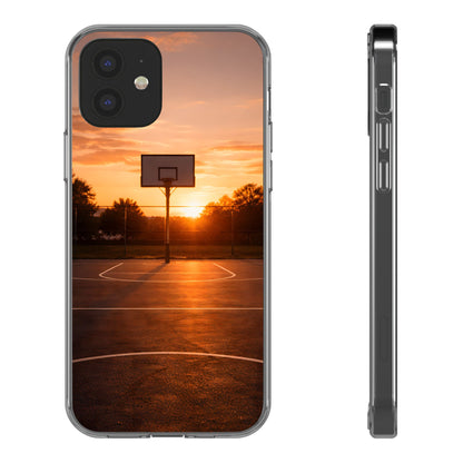 Clear Golden Hour Basketball Case - Urban Sunset Court Transparent Cover