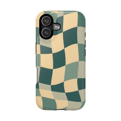Forest Green Wavy Checkerboard Magnetic Case