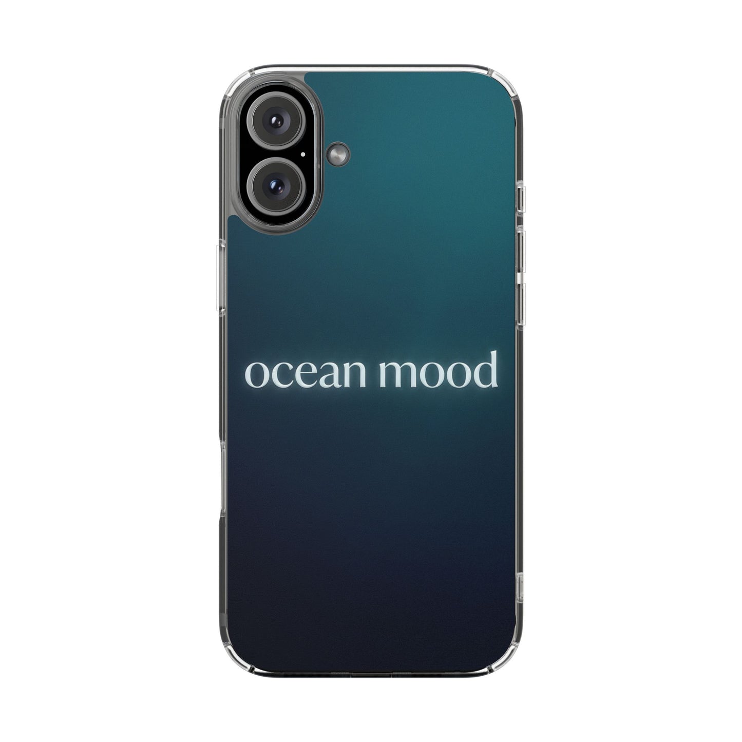 Dark Ocean Mood Clear Case - MagSafe Compatible Teal Gradient Cover