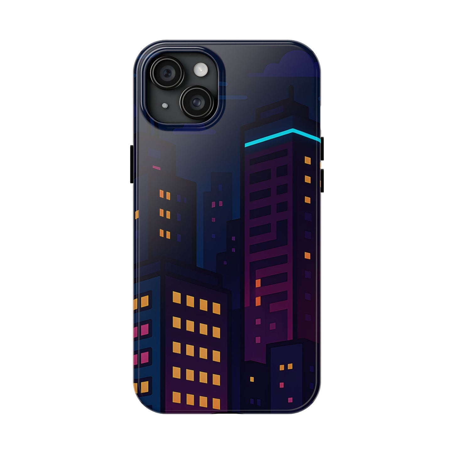 Neon City Skyline Tough Phone Case – Night Aesthetic Protective Cover for iPhone & Samsung