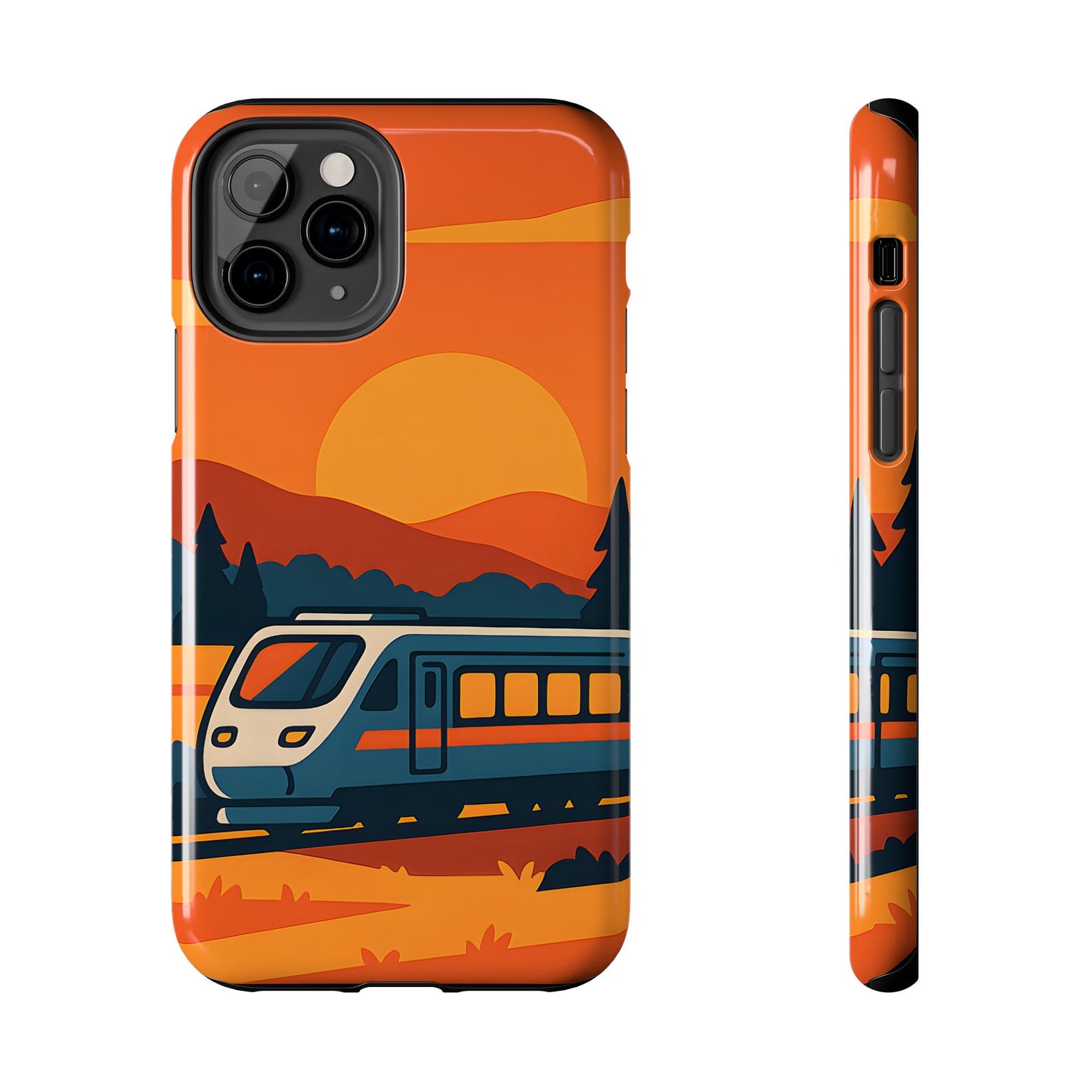 Golden Hour Express Tough Case - Minimalist Sunset Train Aesthetic Cover