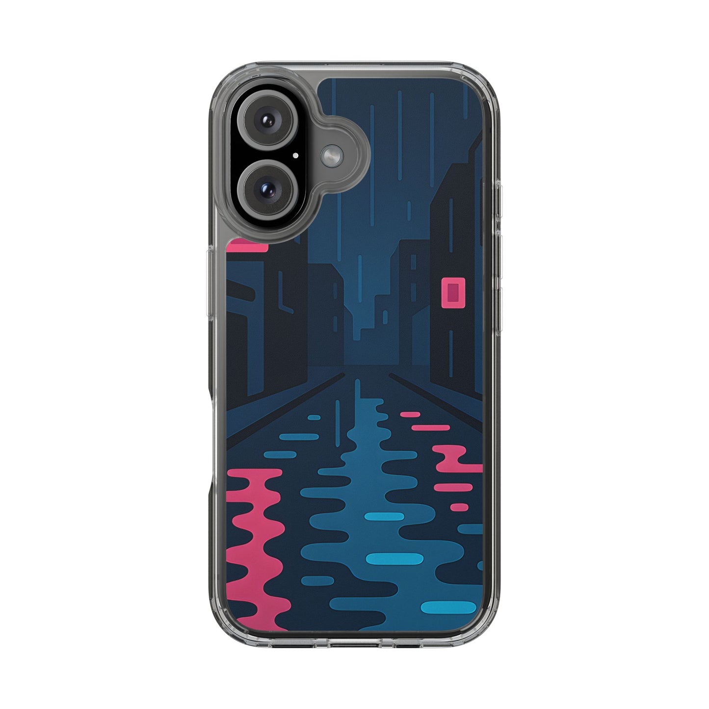 Clear Rainy Neon Street Case - Minimalist Urban Aesthetic Transparent Cover