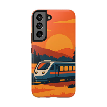 Golden Hour Express Tough Case - Minimalist Sunset Train Aesthetic Cover