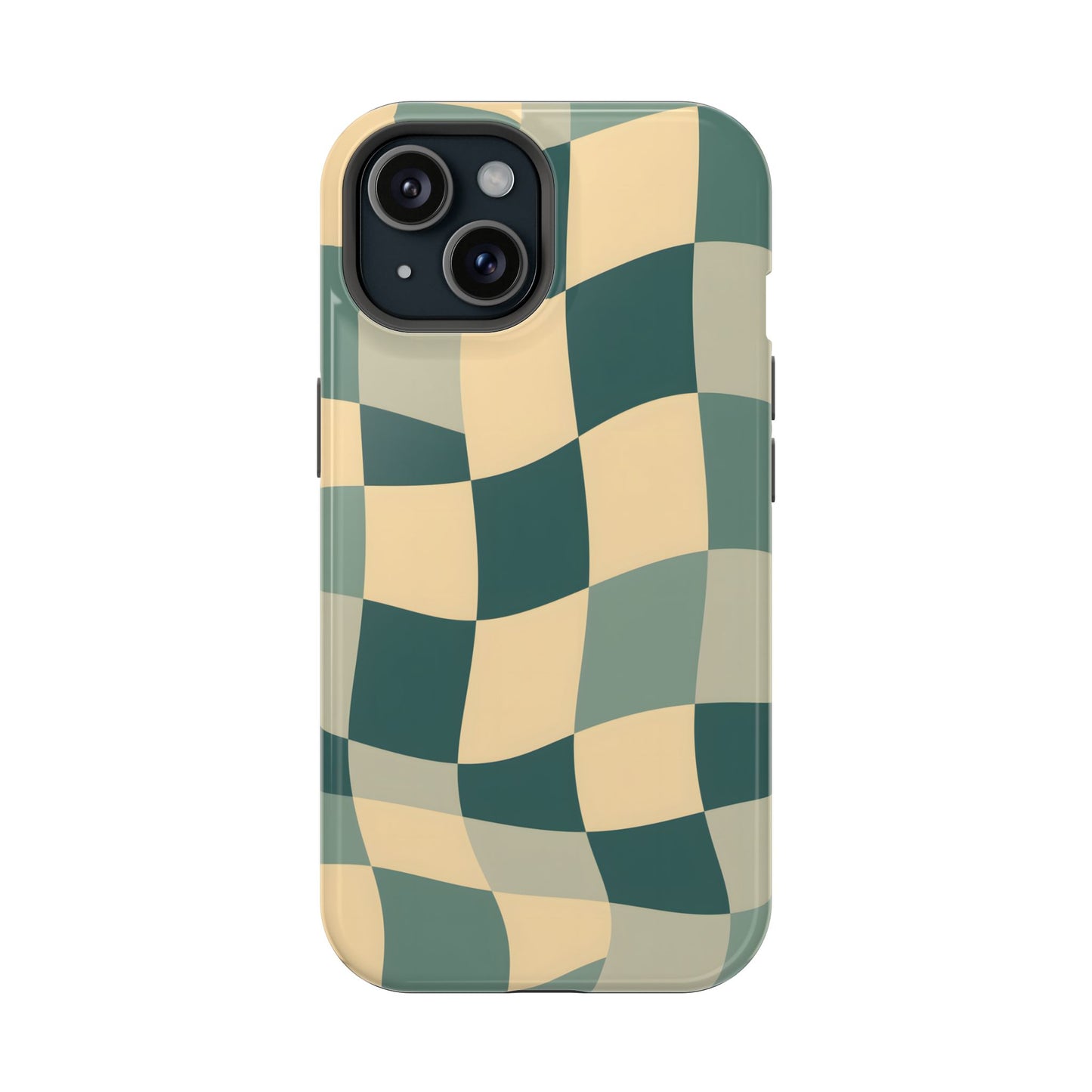 Forest Green Wavy Checkerboard Magnetic Case
