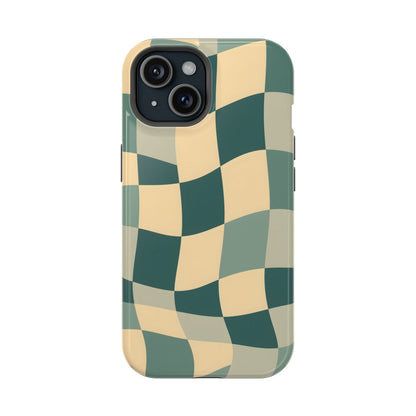 Forest Green Wavy Checkerboard Magnetic Case