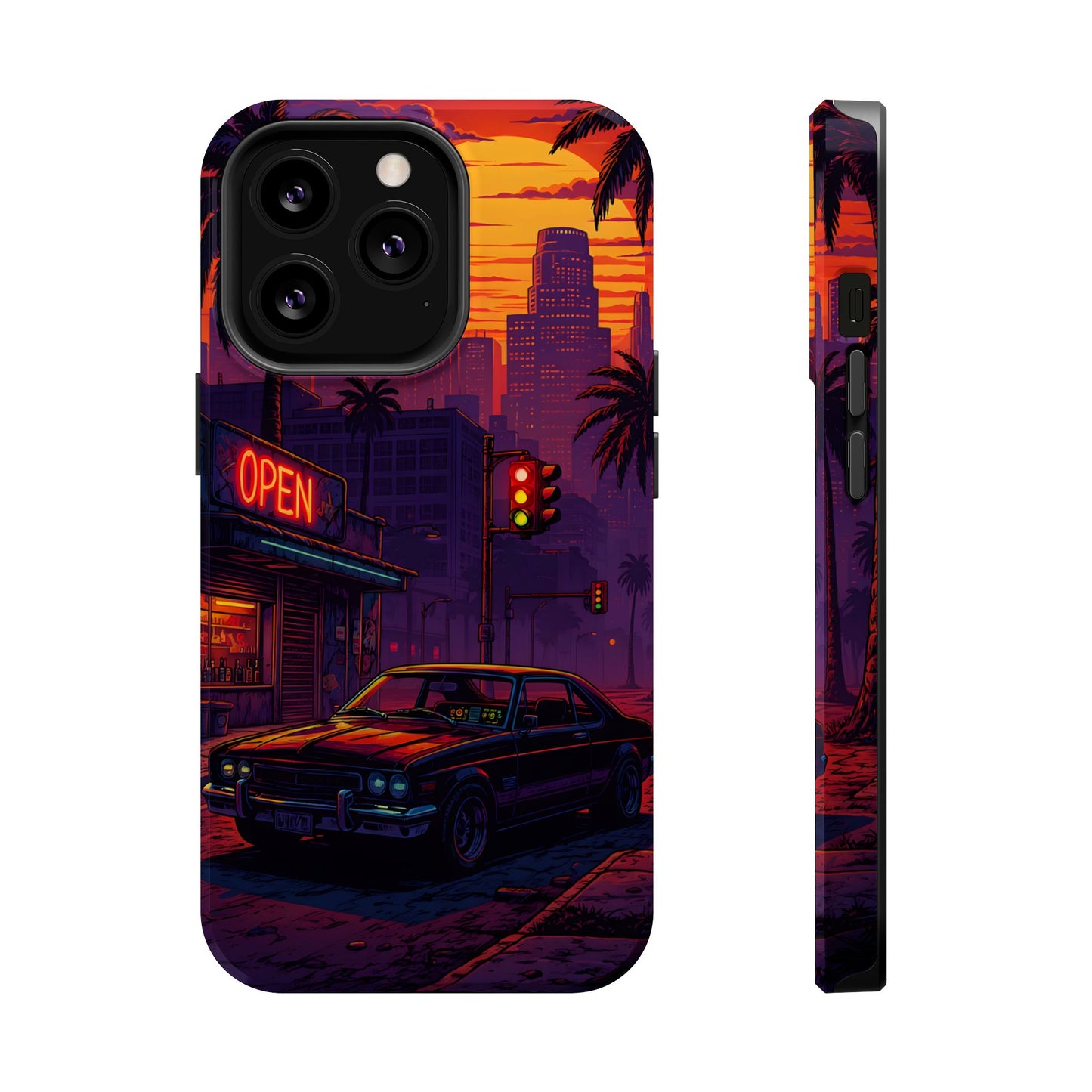 Lofi Midnight Drive: Retro Muscle Car MagSafe Case
