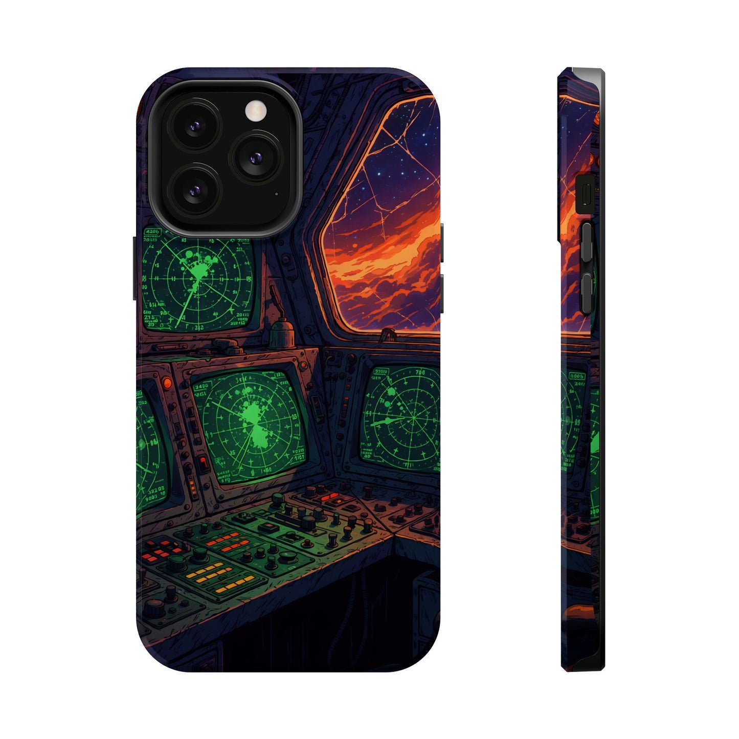 Cosmic Command: Retro Spaceship Cockpit MagSafe Case