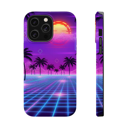 Neon Horizon: Premium Synthwave Sunset MagSafe Case