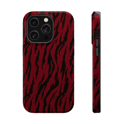 Crimson Instinct: Bold Red Tiger Print MagSafe Case