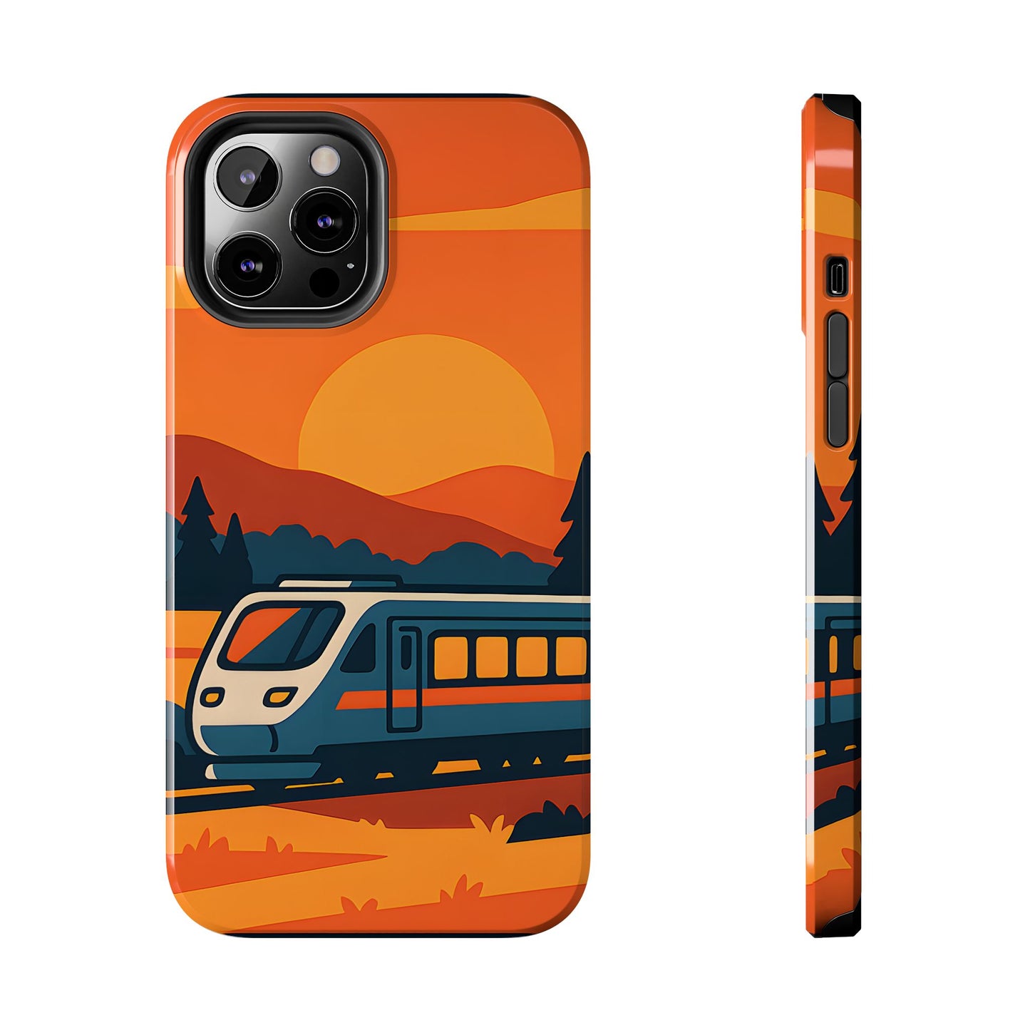 Golden Hour Express Tough Case - Minimalist Sunset Train Aesthetic Cover
