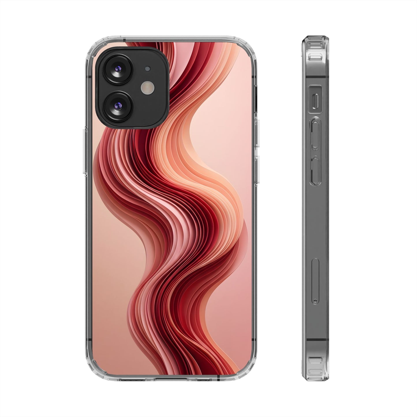 Terracotta Fluid Wave Clear Case - MagSafe Compatible Abstract Cover