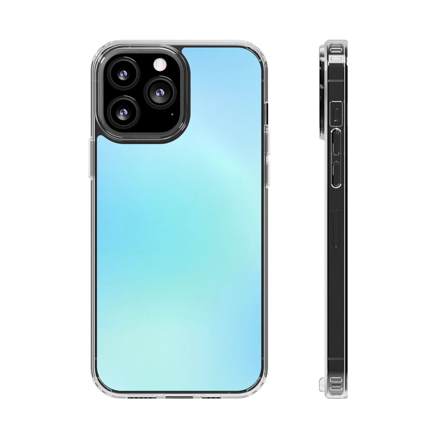 Sky Blue Aura Clear Case - MagSafe Compatible Pastel Gradient Cover