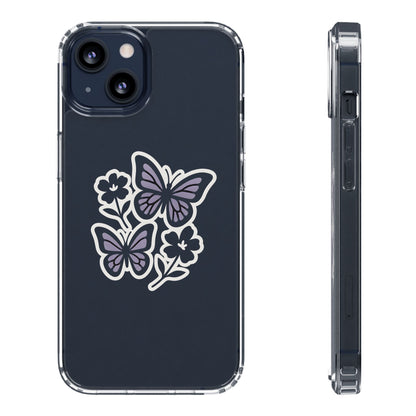 Clear Lavender Butterfly Case - Floral Botanical Transparent Cover for iPhone & Samsung