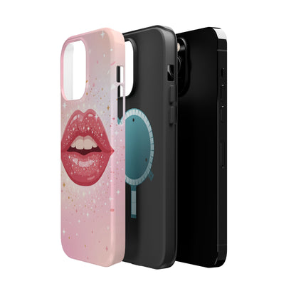Glamorous Pink Glitter Lip Magnetic Impact Case