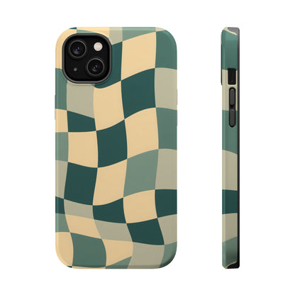 Forest Green Wavy Checkerboard Magnetic Case