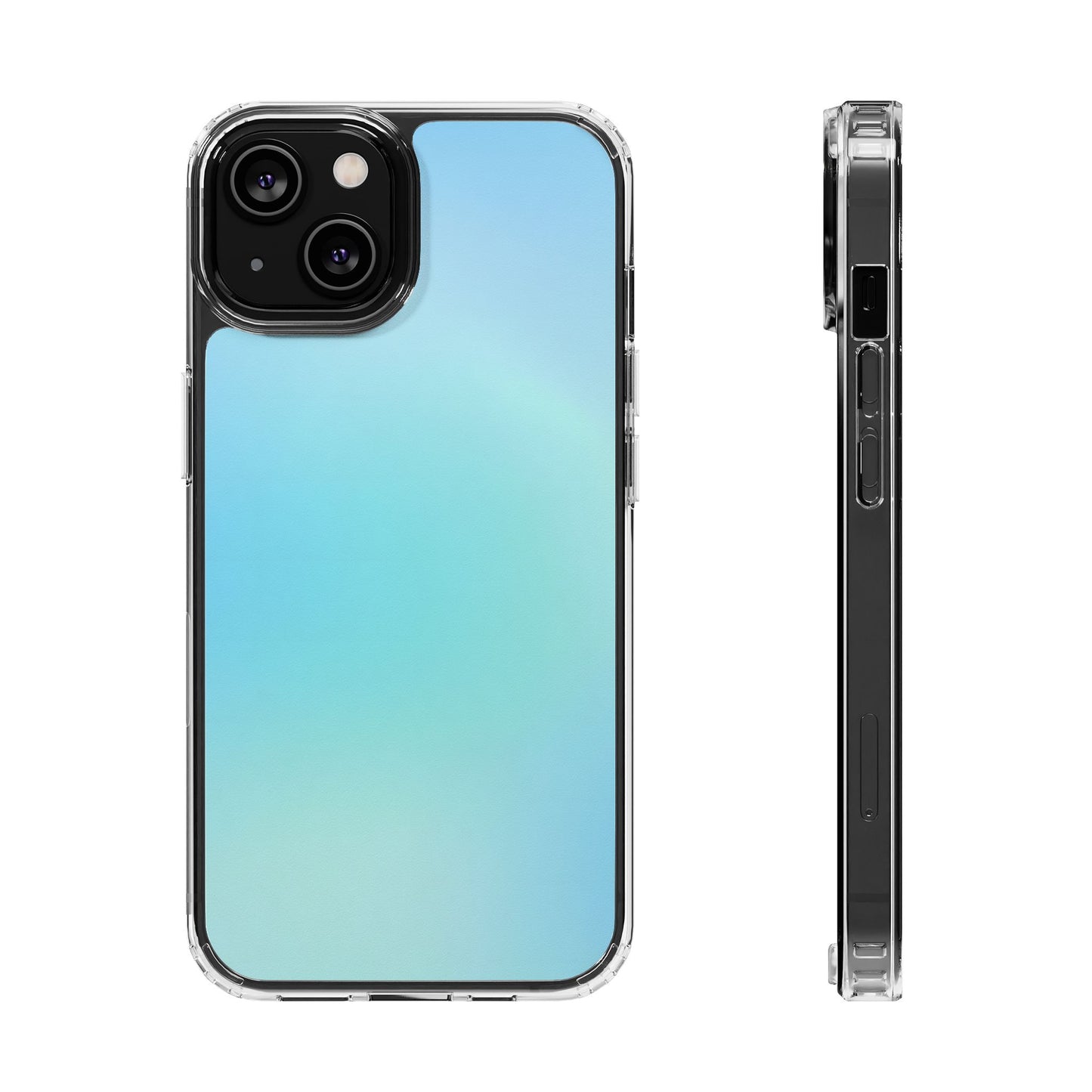 Sky Blue Aura Clear Case - MagSafe Compatible Pastel Gradient Cover