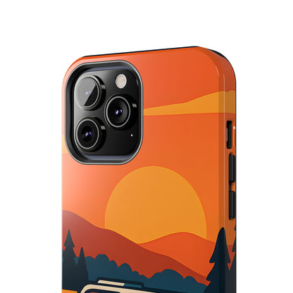 Golden Hour Express Tough Case - Minimalist Sunset Train Aesthetic Cover