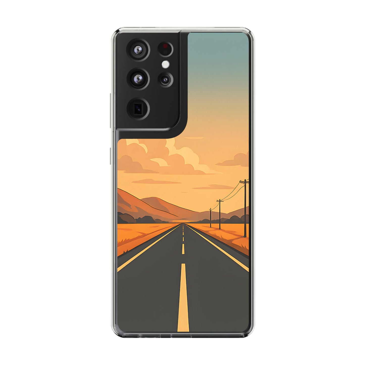 Clear Open Road Sunset Case - Minimalist Journey Aesthetic Transparent Cover