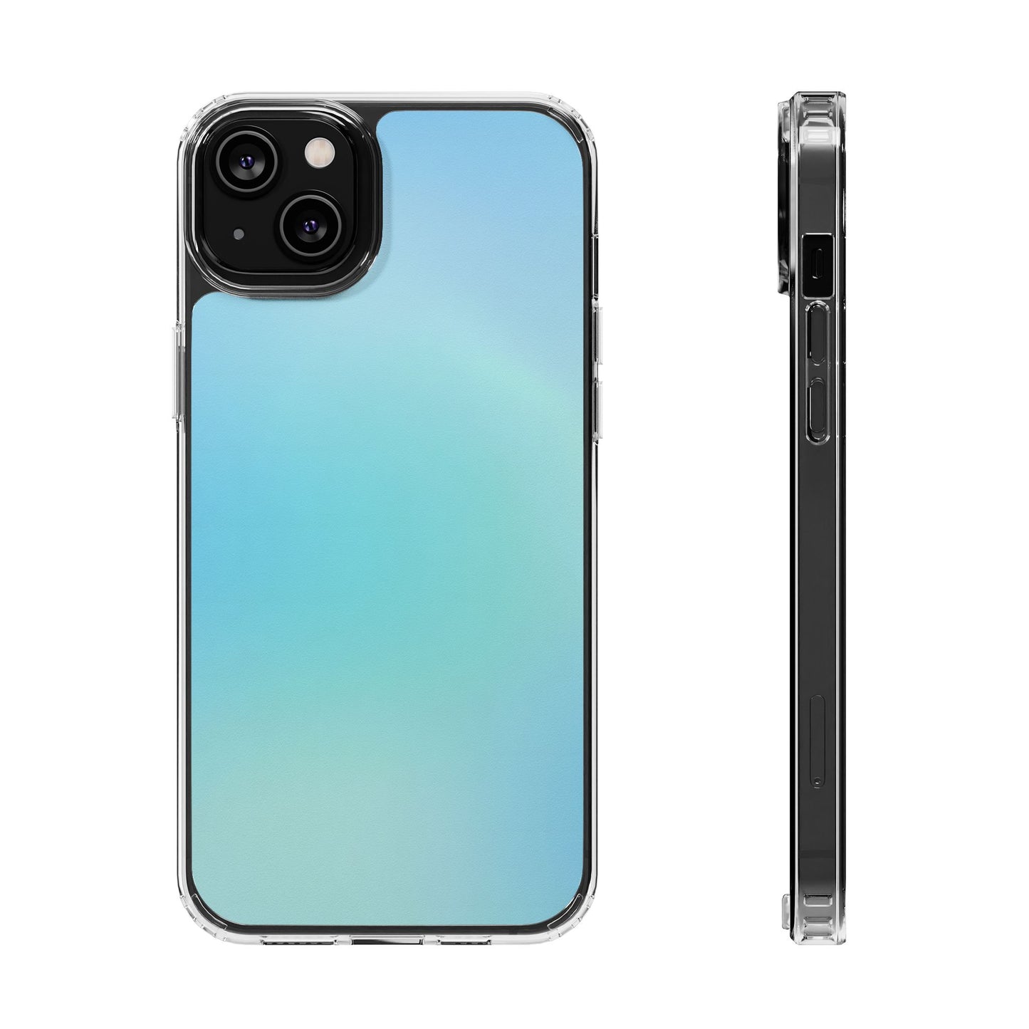 Sky Blue Aura Clear Case - MagSafe Compatible Pastel Gradient Cover