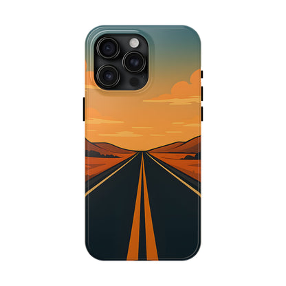 Endless Highway Tough Case - Minimalist Sunset Road Trip Aesthetic Cover
