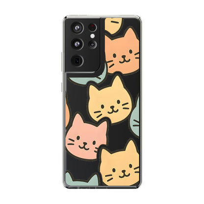 Clear Colorful Cat Pattern Case - Kawaii Aesthetic Transparent Cover for iPhone & Samsung
