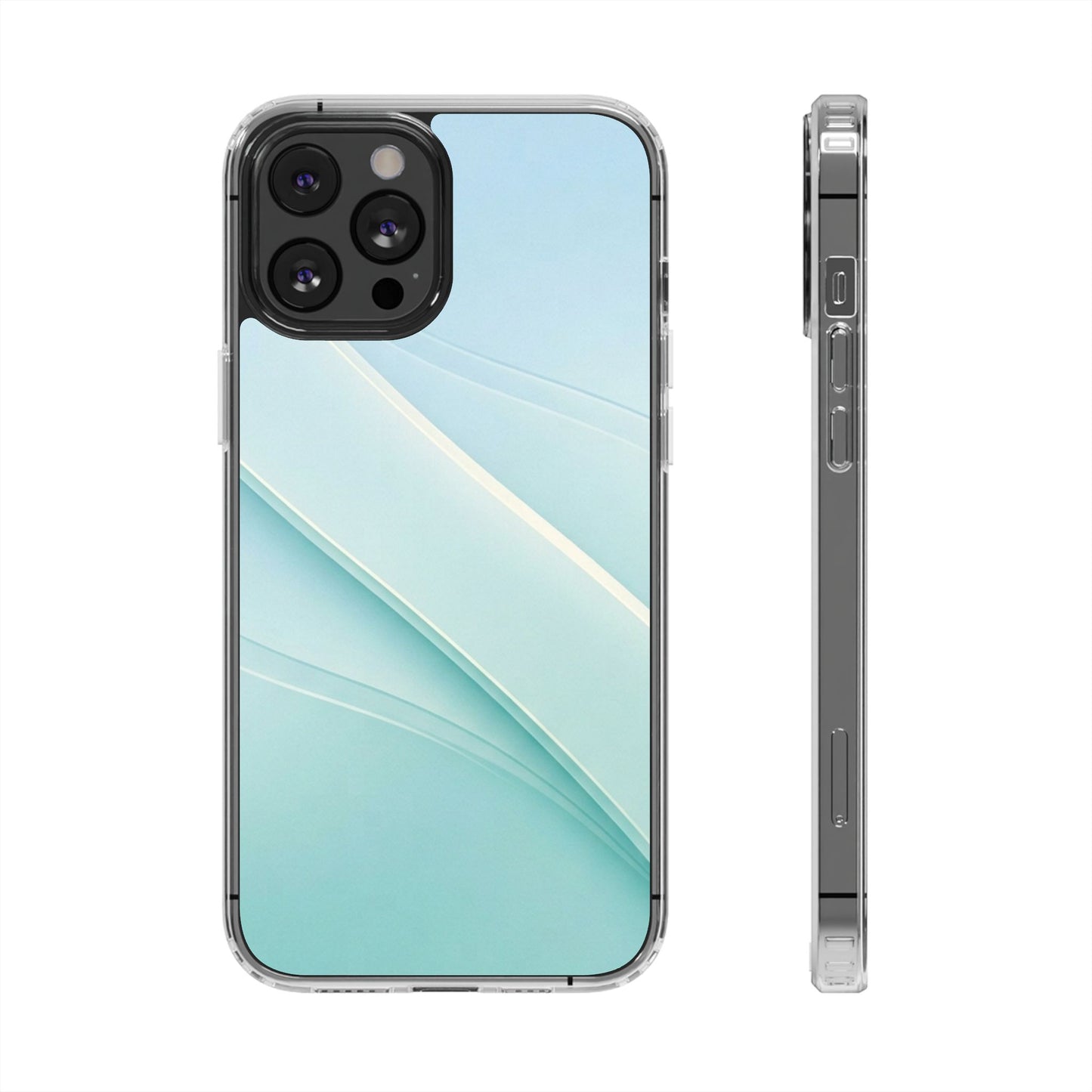 Ethereal Aqua Waves Clear Case - MagSafe Compatible Minimalist Cover