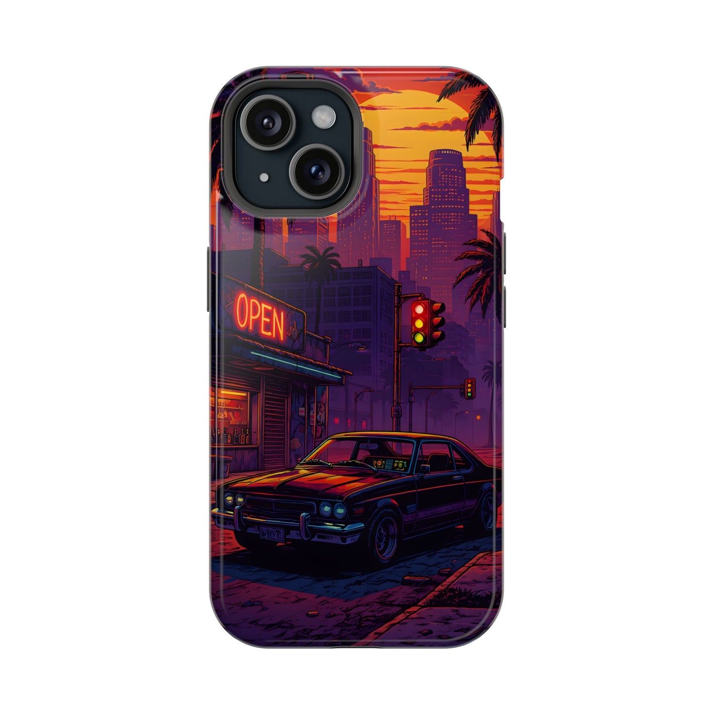 Lofi Midnight Drive: Retro Muscle Car MagSafe Case