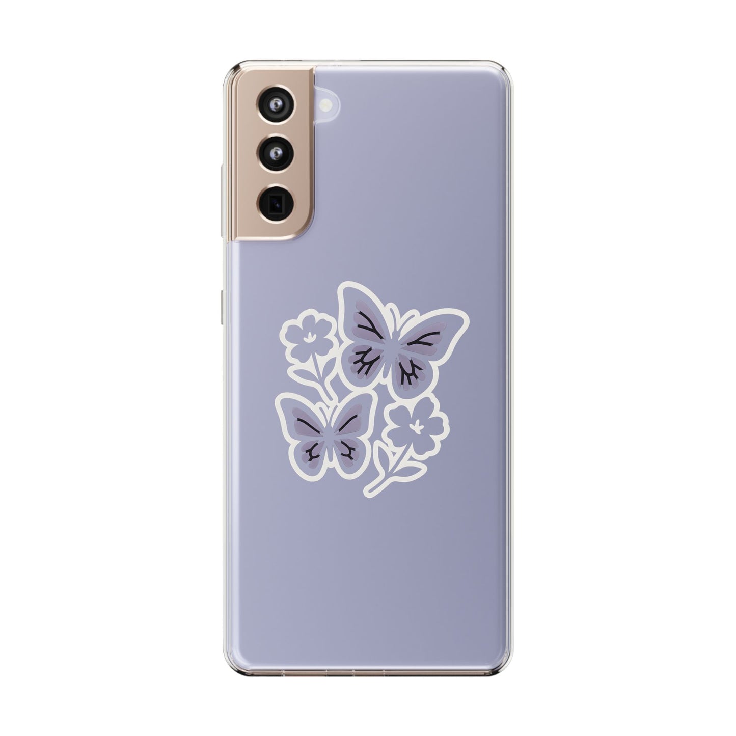 Clear Lavender Butterfly Case - Floral Botanical Transparent Cover for iPhone & Samsung